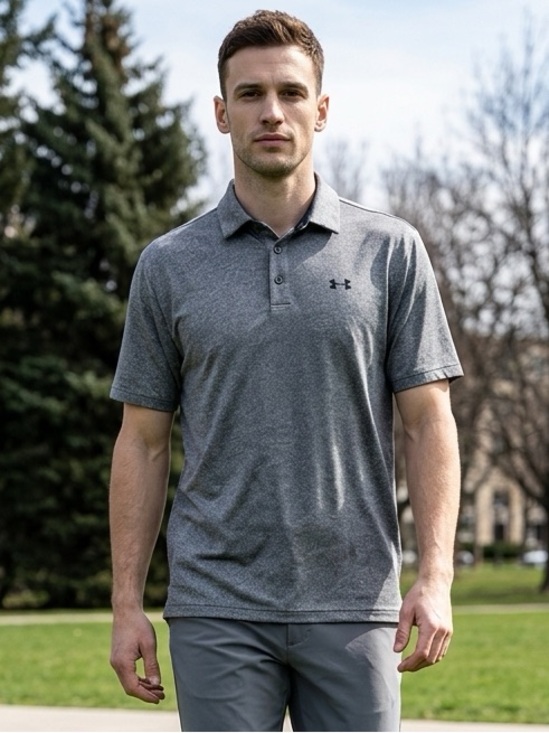 Under Armour Other - EUC Under Armour UA Men’s Loose Fit Heat Gear Polo Black Heather - Size Medium
